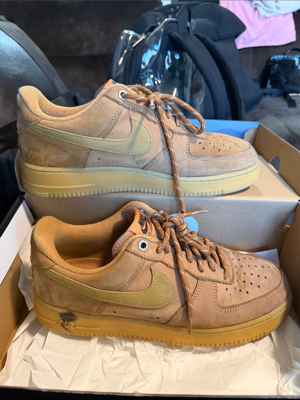 Nike Men’s Low-Top Suede Sneakers in Tan with Yellow Swoosh
